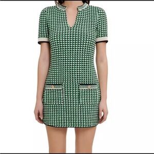 Maje Manelanne Green Houndstooth Dress Size 36 small